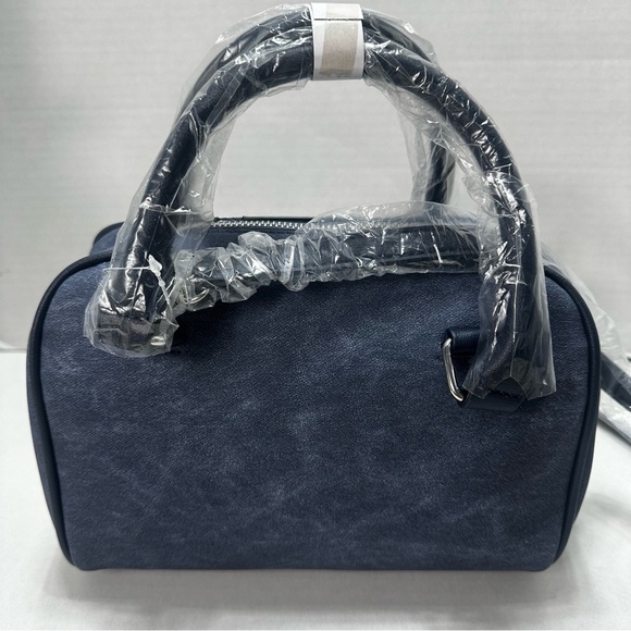 CXL‎ Christian Lacroix Jasper Barrel Satchel Crossbody Denim Blue Free Wallet - Picture 6 of 14